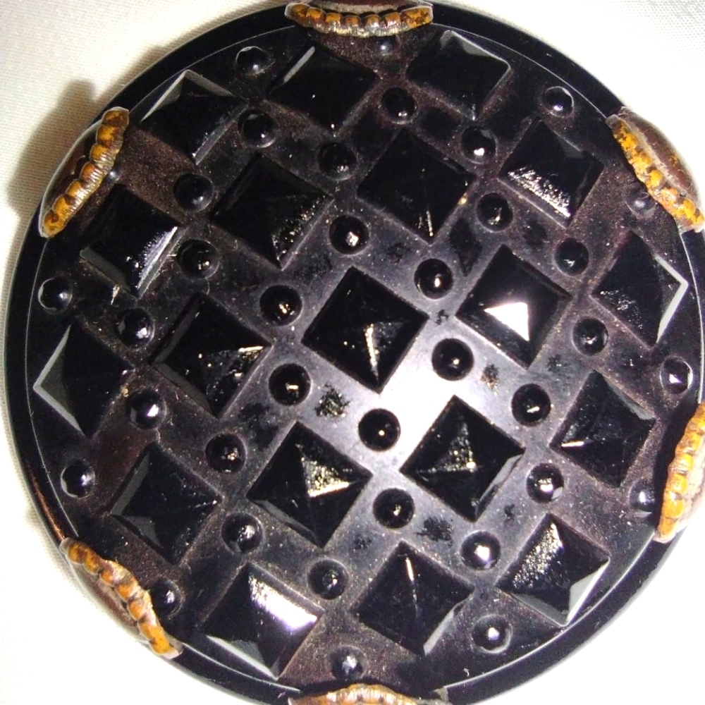 BAKELITE BLACK LARGE BUTTON VINTAGE
